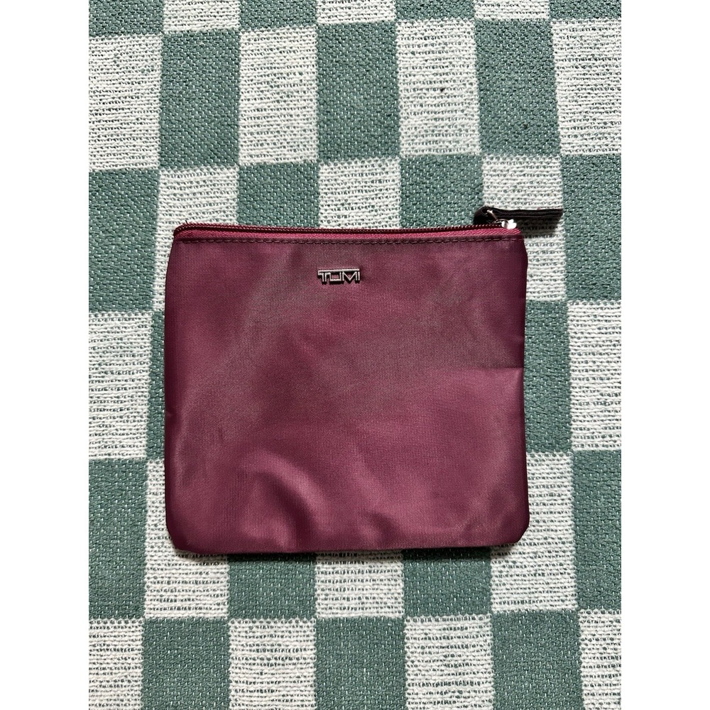 TUMI for Delta Zip Pouch Travel Case Cosmetic Bag Empty Purple 8"x6" Nylon
